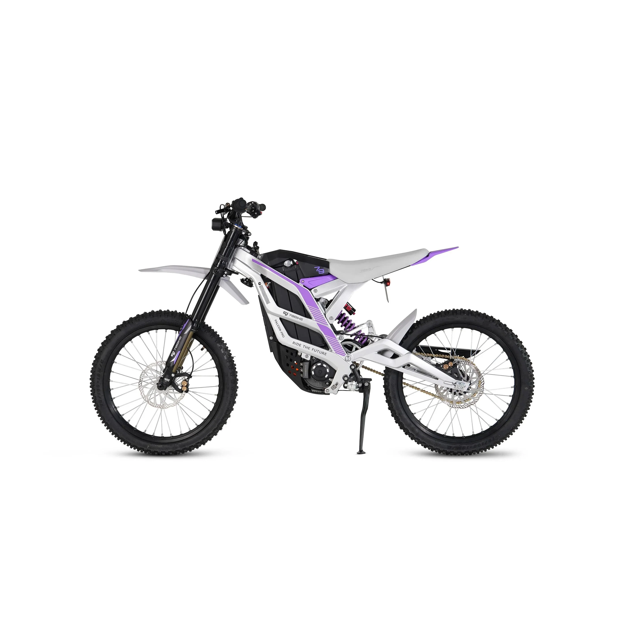 79BIKE Falcon Pro white and purple 72V off-road electric dirt bike