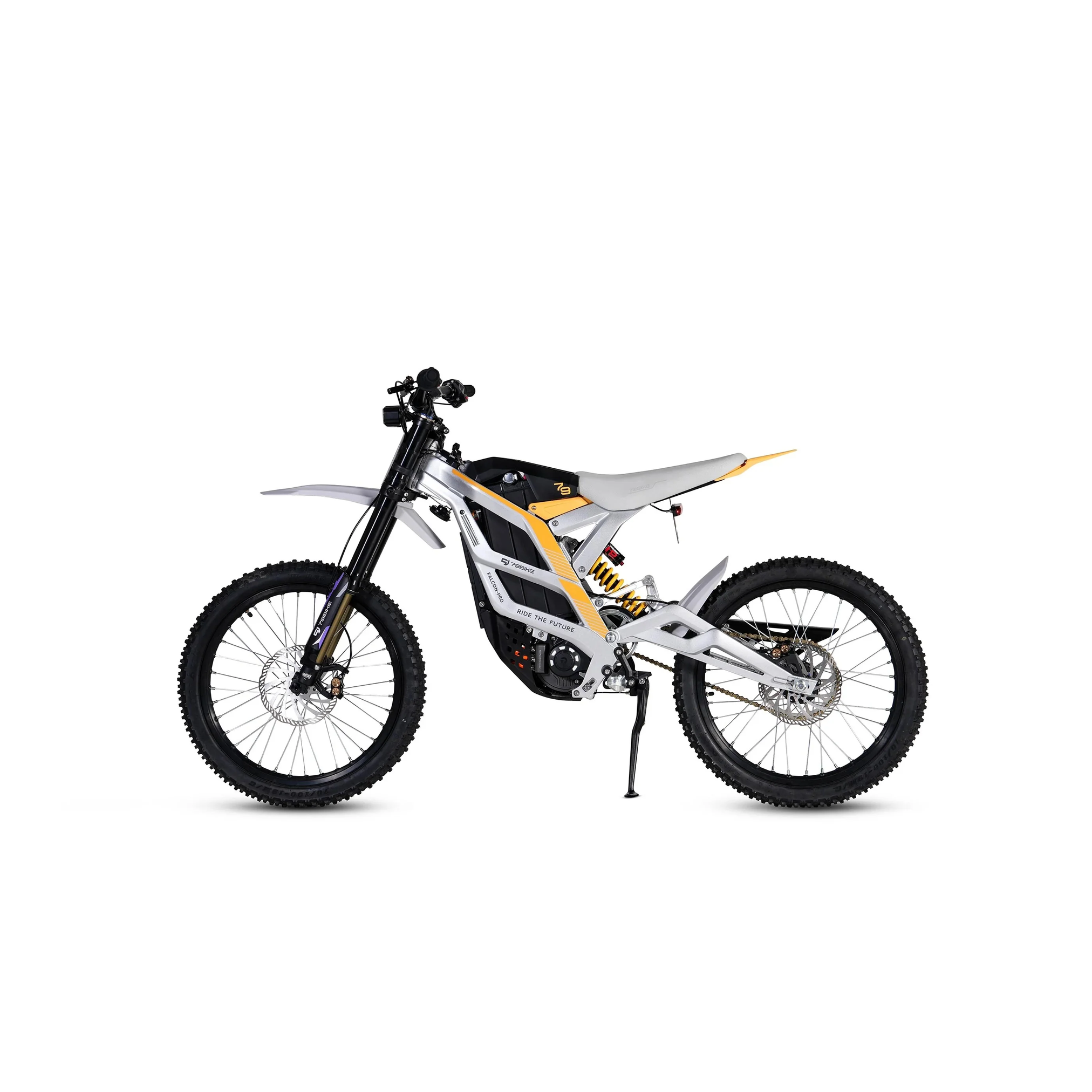 79BIKE Falcon Pro white and yellow off-road electric dirt bike