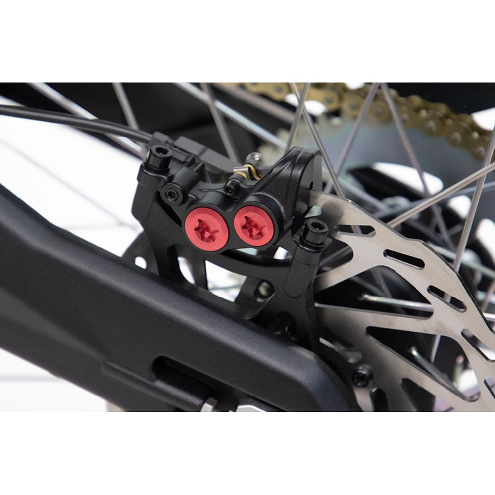 Talaria STING advanced brake system for enhanced stopping power and control, perfect for off-road biking performance